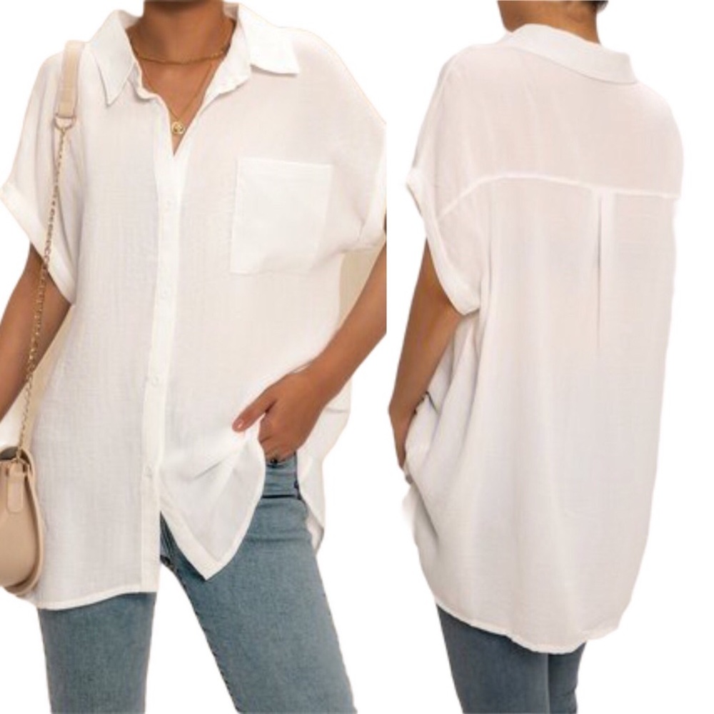 BANANA REPUBLIC Boxy Blouse/Top Ivory Size Large